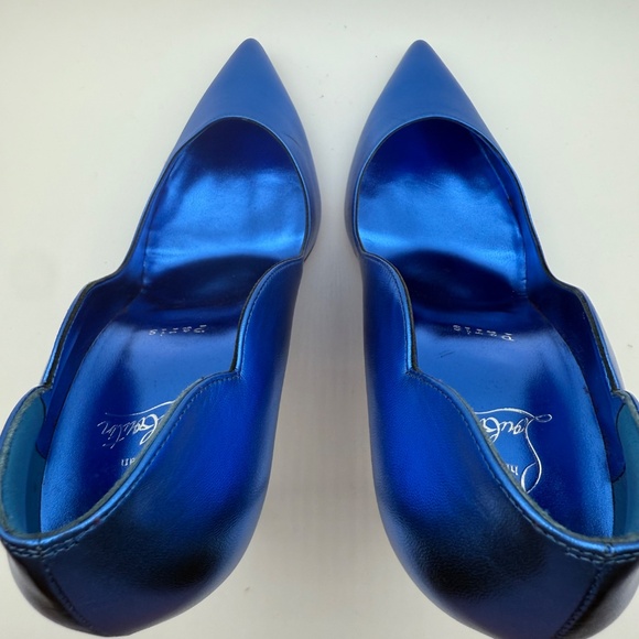 CHRISTIAN LOUBOUTIN HOT CHICK 100 METALLIC BLUE LIMITED EDITION SIZE 41 - Picture 7 of 10